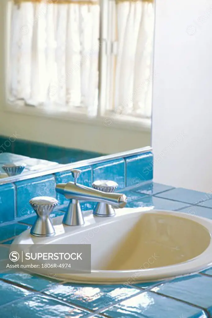 Bathroom with Blue Tile