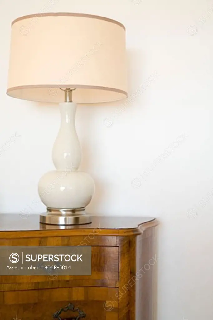 Wood Dresser and Lamp