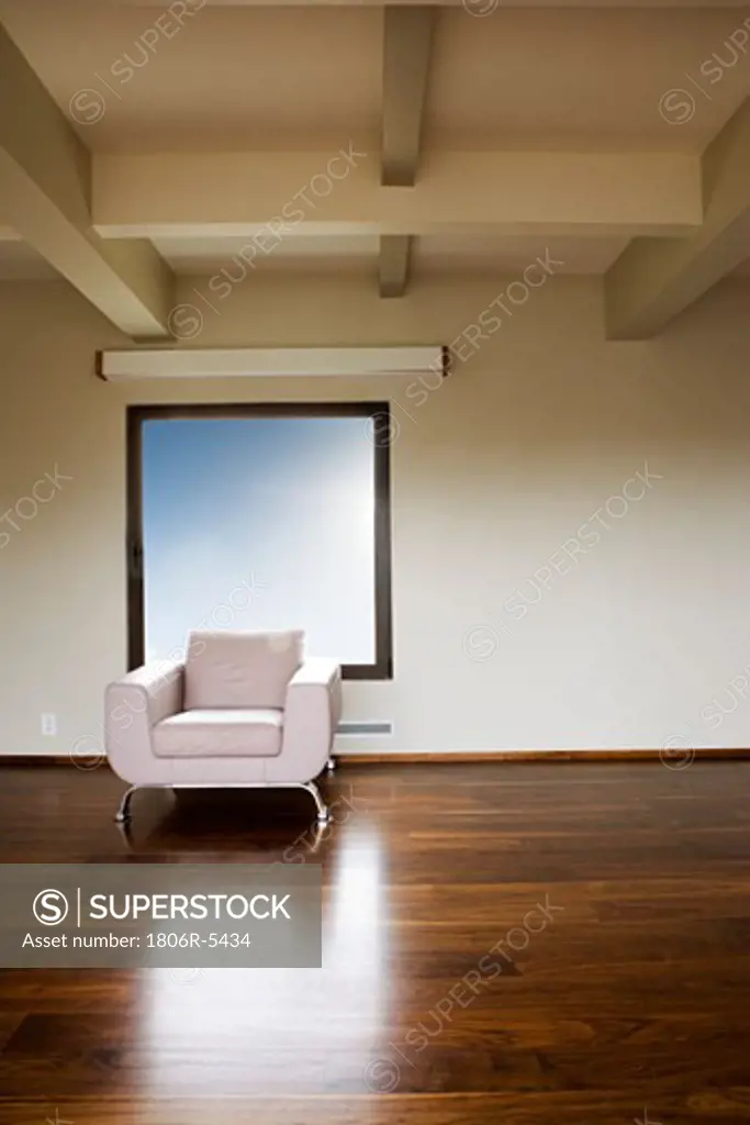Modern Leather Armchair Under Window