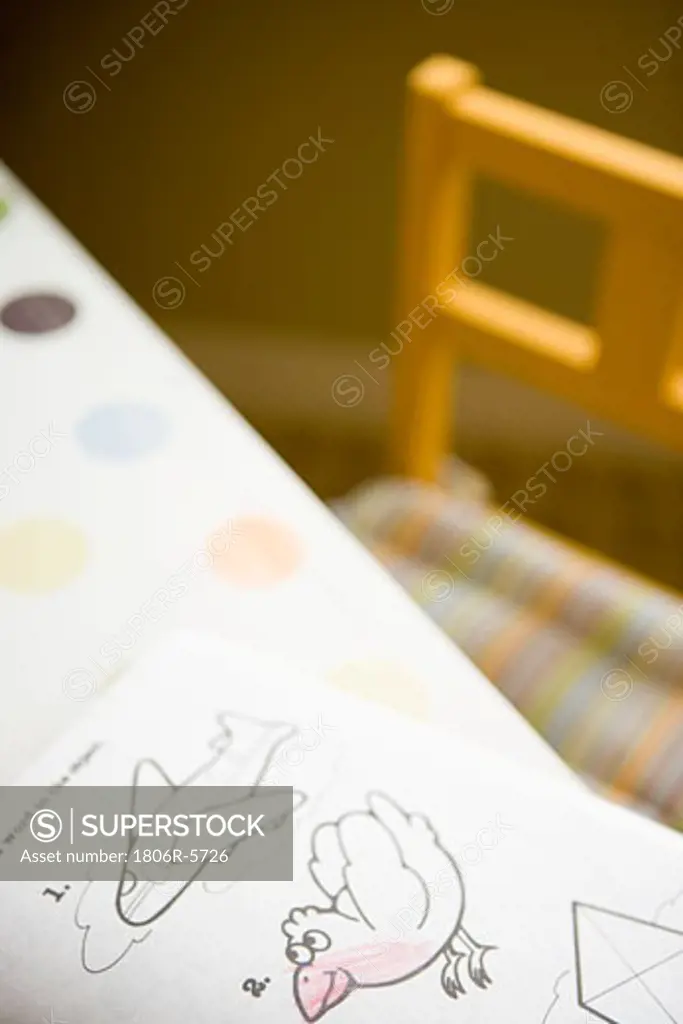 Childrens table with coloring book