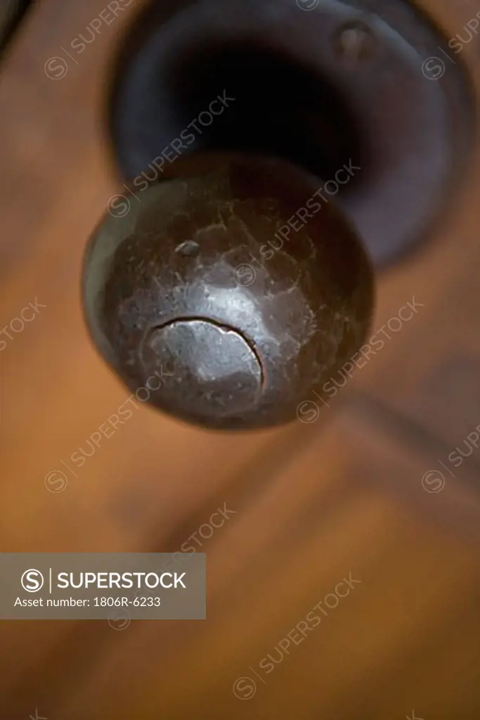 Detail of iron door knob, close up