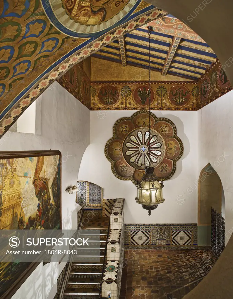 Ornately decorated interior of Santa Barbara Courthouse