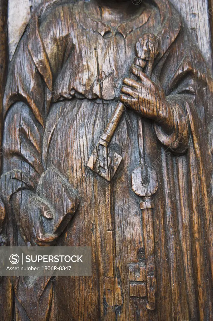 Detail hand carved wooden door