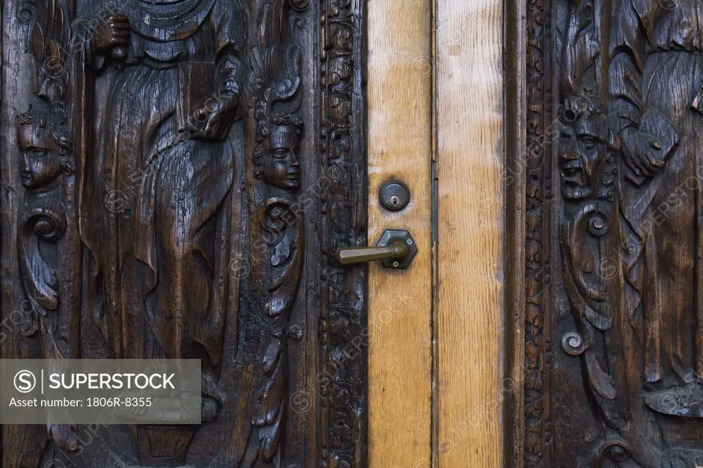 Hand carved wooden doors