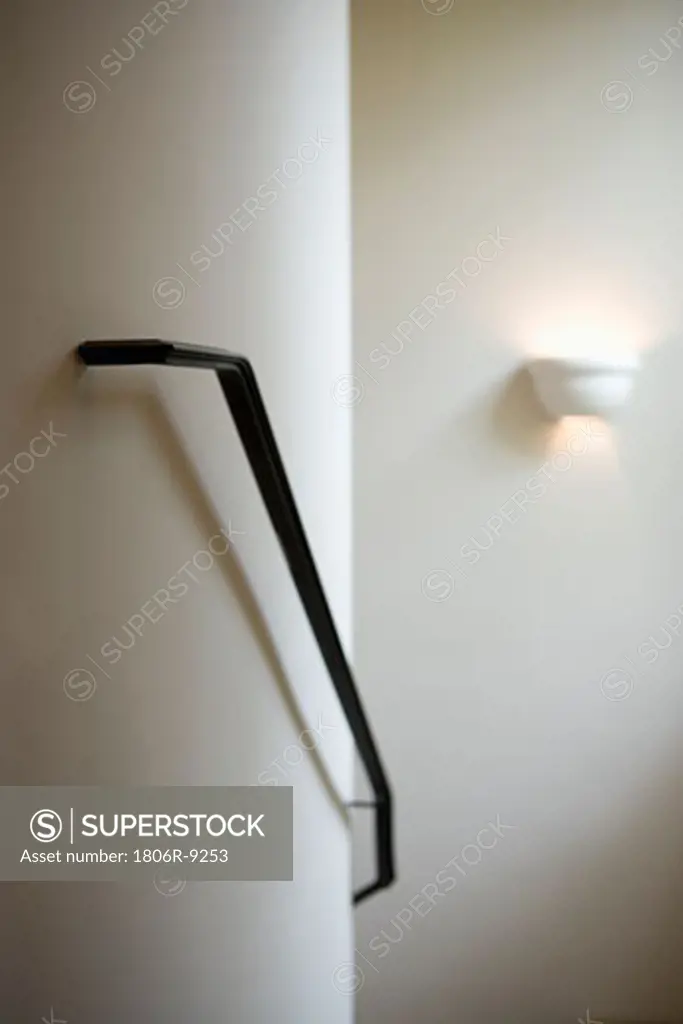 Simple black stairway railing