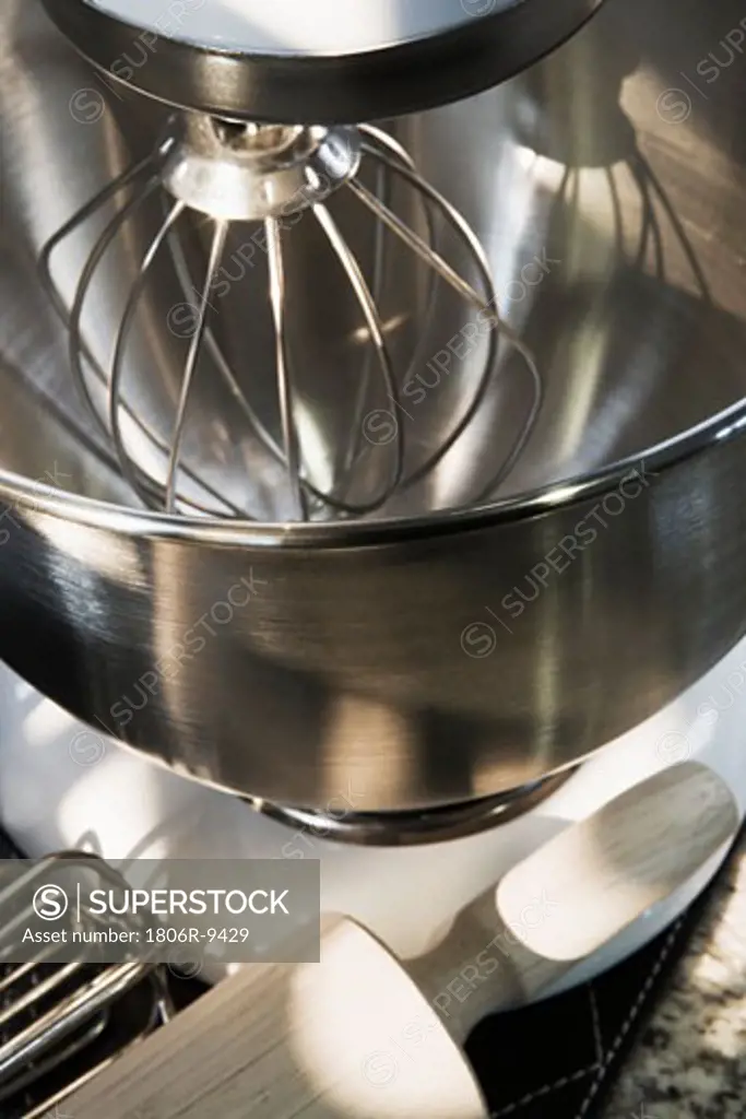 Detail of mixing bowl in classic stand mixer