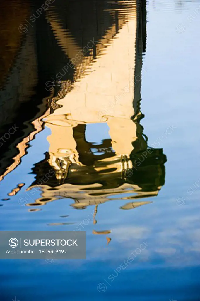 Reflection of tower in water