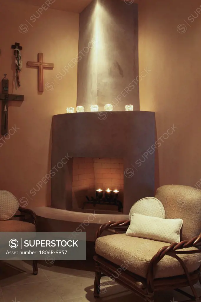 Contemporary Southwestern kiva fireplace