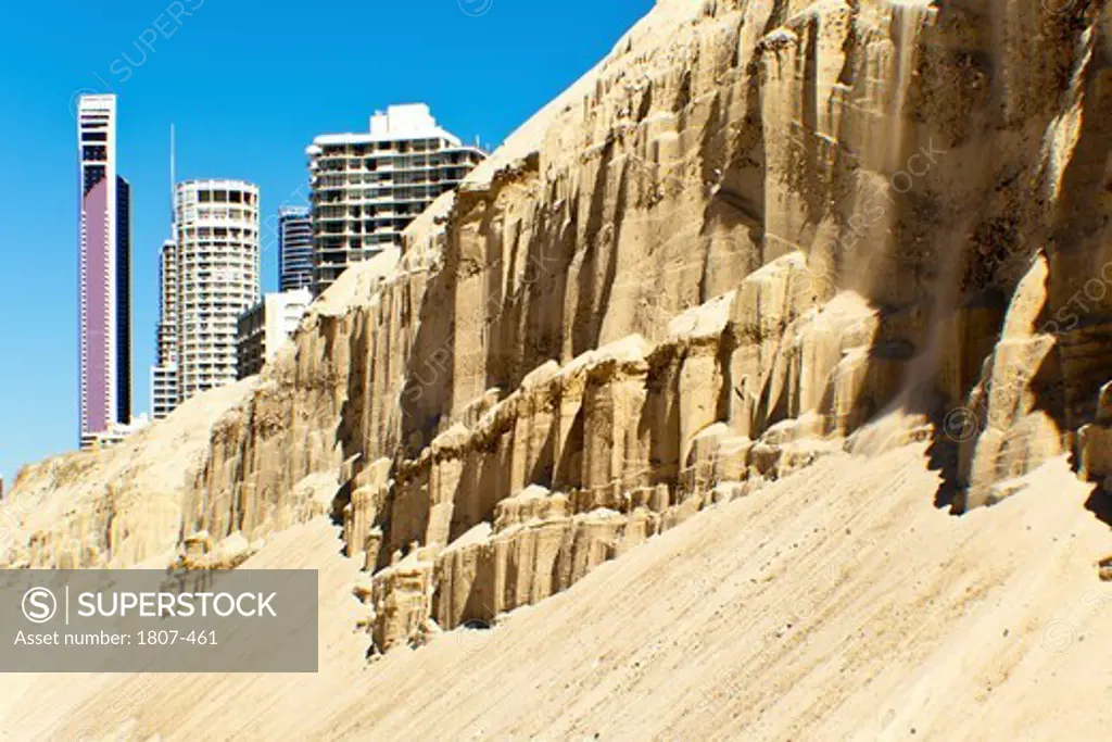 Australia, Gold Coast, Surfers Paradise, Sand erosion on beach