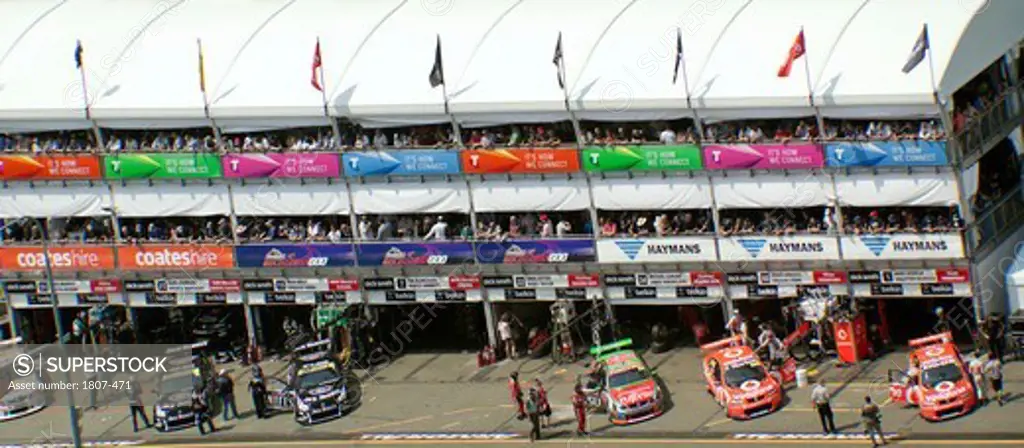 Gold Coast 600 V8 Supercar 21-23 October 2012 Car race at the pit stop, Surfers Paradise Street Circuit, Surfers Paradise, Queensland, Australia