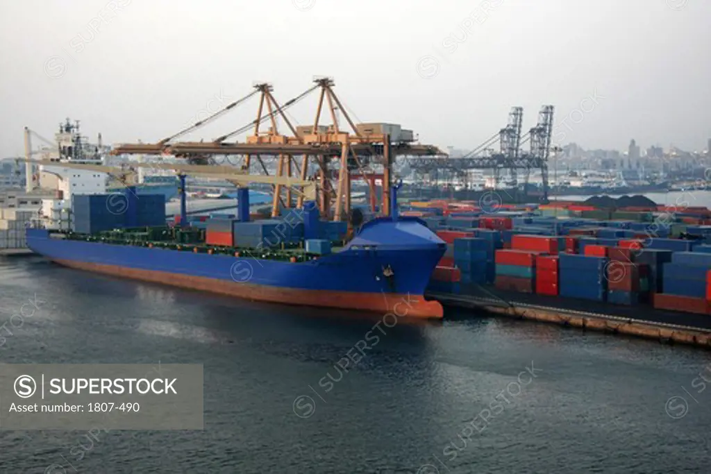 Cargo ship loading containers, Australia