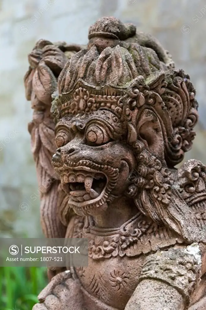 Indonesia, Bali, Ornate monster statue at Ulun Danu temple