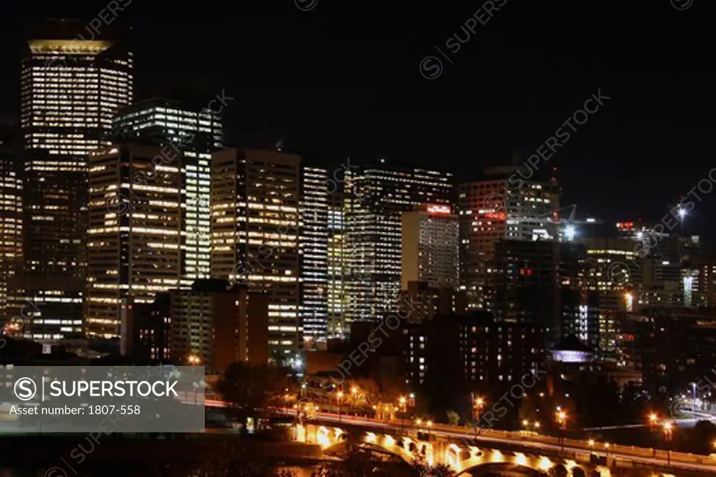Canada, Alberta, Calgary, Metropolis by Night
