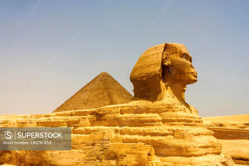 Great Sphinx and the Great Pyramid in the Giza Necropolis, Giza, Egypt