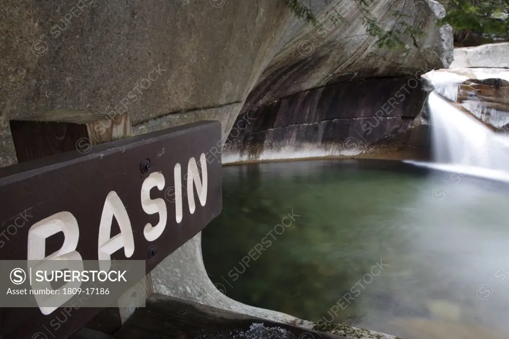 Franconia Notch State Park -The Basin viewing area along the Pemigewasset River in Lincoln, New Hampshire USA