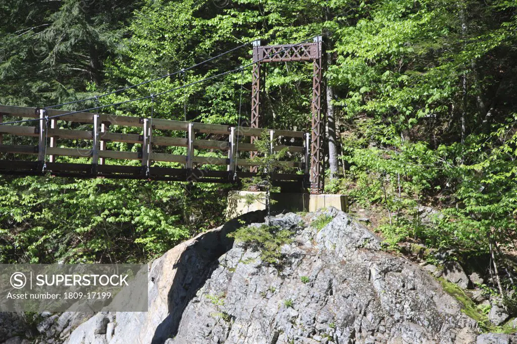 Dry River Wilderness - Foot bridge which crosses the Dry River along the Dry River Trail in the White Mountains, New Hampshire USA
