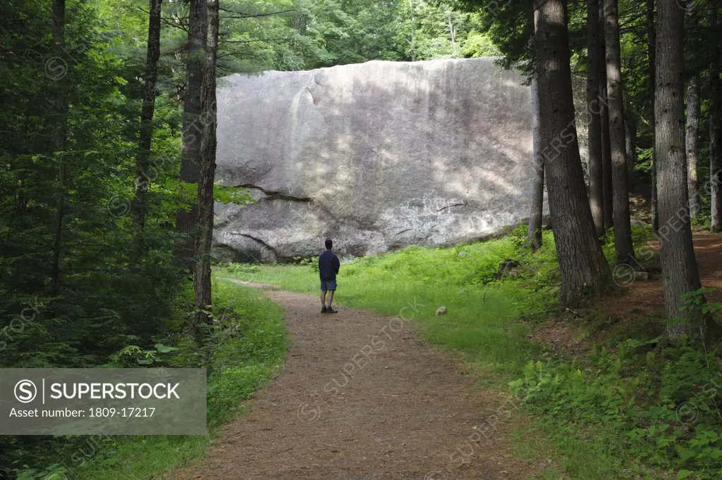 Madison Boulder in Madison, New Hampshire US. Madison Boulder is one of the largest glacial erratics in the world. 87 feet long, 23 feet wide and 37 feet high
