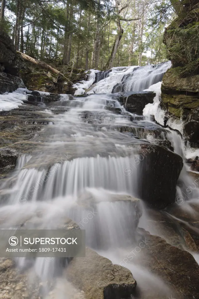 Snyder Brook Scenic Area - Tama Falls along Snyder Brook during the spring months in Randolph, New Hampshire USA