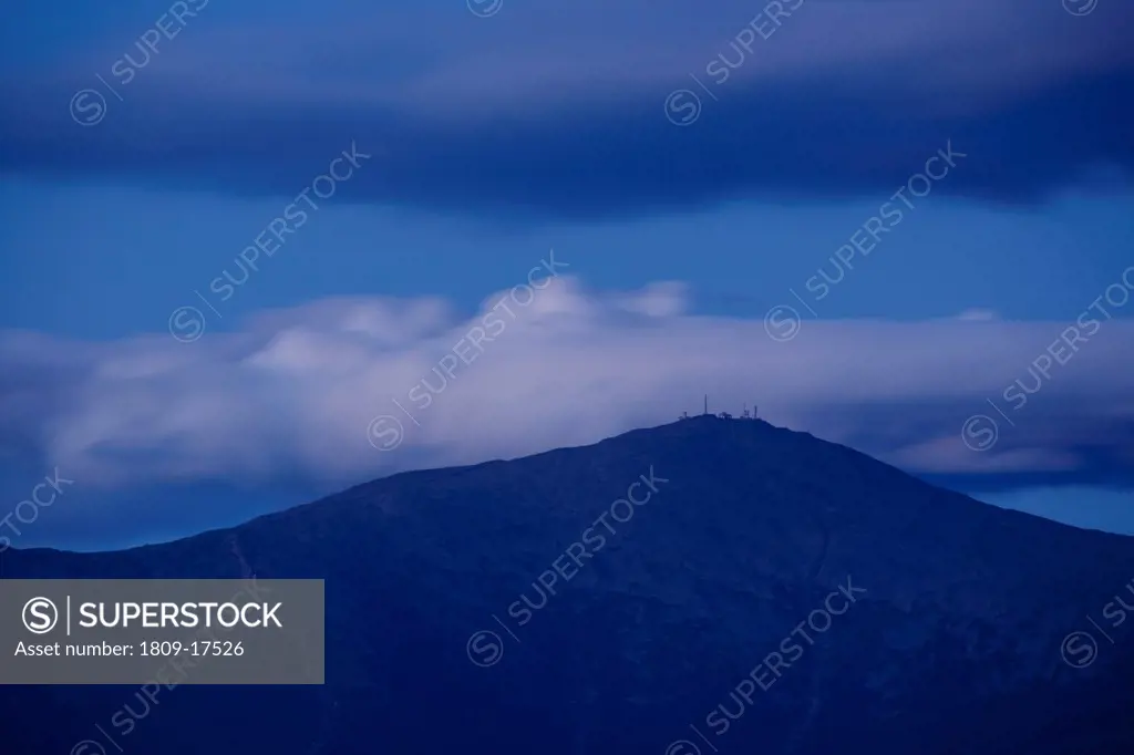 Mount Washington at night from Middle Sugarloaf Mountain in Bethlehem, New Hampshire USA during the summer months