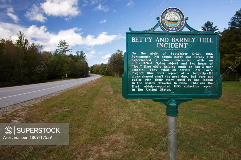 Betty and Barney Hill Incident - Supposedly near this area in Lincoln, New Hampshire on September 19-20, 1961 Betty and Barney Hill had a close encounter with an UFO and two hours of 'lost'. This was the first widely reported UFO abduction report in the Untied States