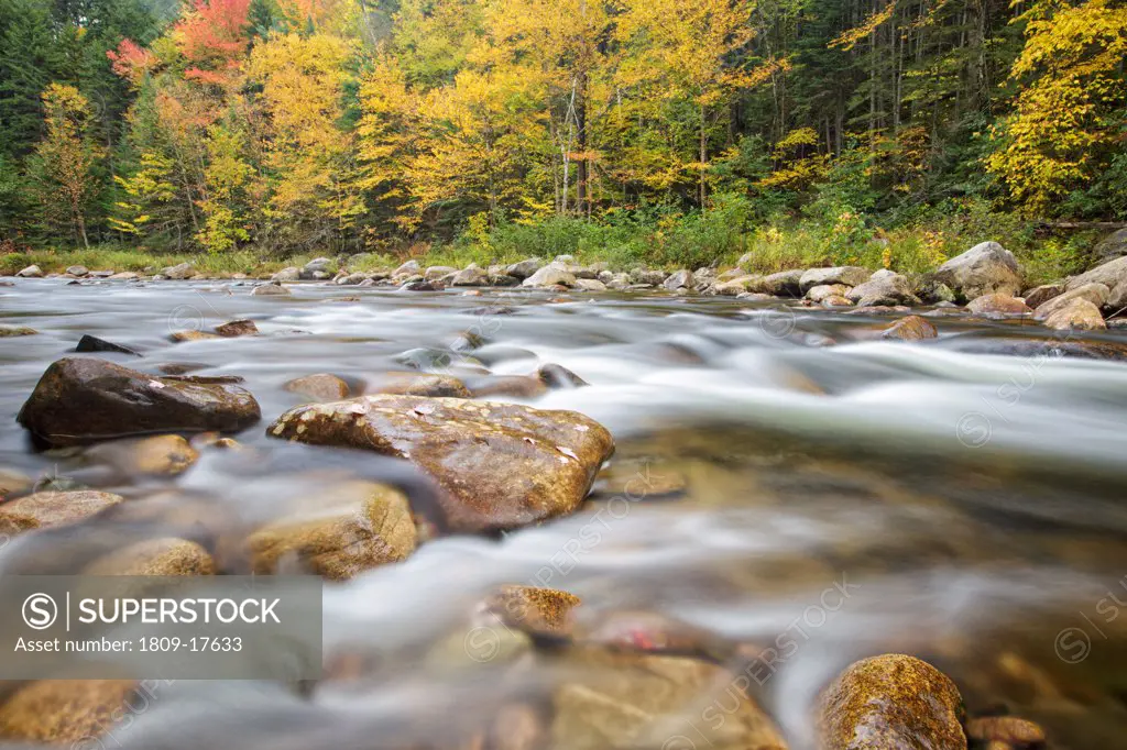 Ammonoosuc River in Carroll, New Hampshire USA during autumn months