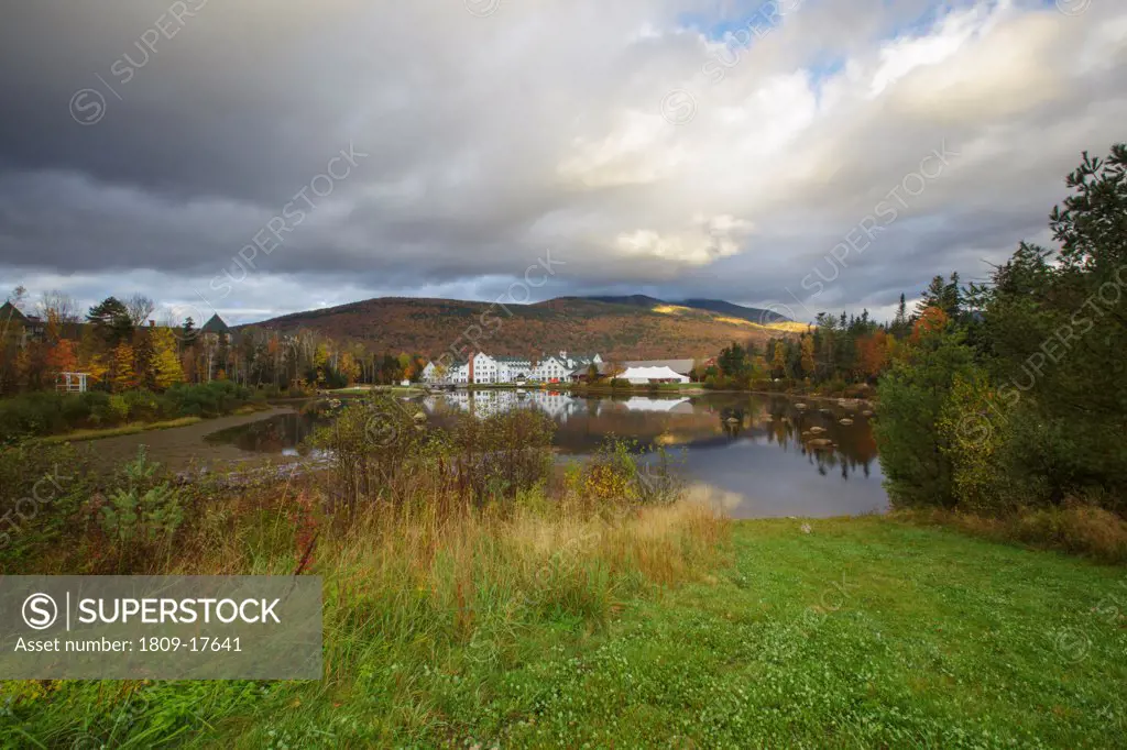 The village of Waterville Valley, New Hampshire USA during the autumn months