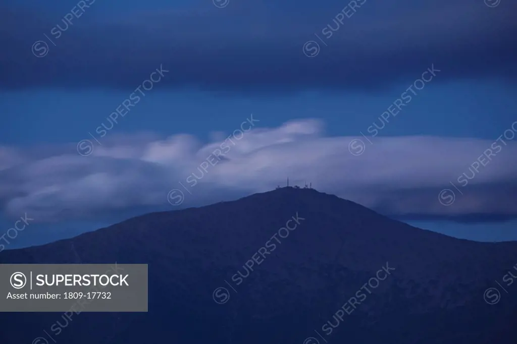 Mount Washington at dusk from Middle Sugarloaf Mountain in Bethlehem, New Hampshire USA during the summer months