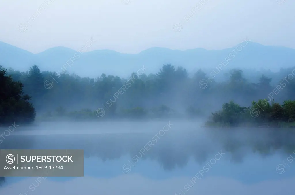 Coffin Pond in Sugar Hill, New Hampshire USA at morning blue hour during the summer months