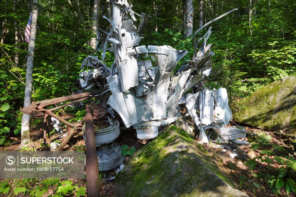 Crash site of B-18 Bomber on Mount Waternomee in Woodstock, New Hampshire USA. Crashed on January 14, 1942. Out of seven crew members, five survived the crash and were able to remove themselves from the wreckage. The remaining two members died when the plane exploded.