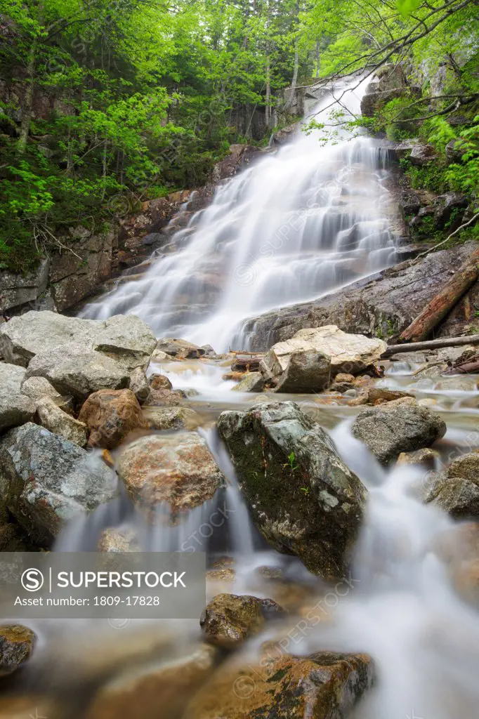 Franconia Notch State Park - Cloudland Falls during the spring months. This waterfall is located on Dry Brook in Lincoln, New Hampshire USA The Falling Waters Trail passes by it.