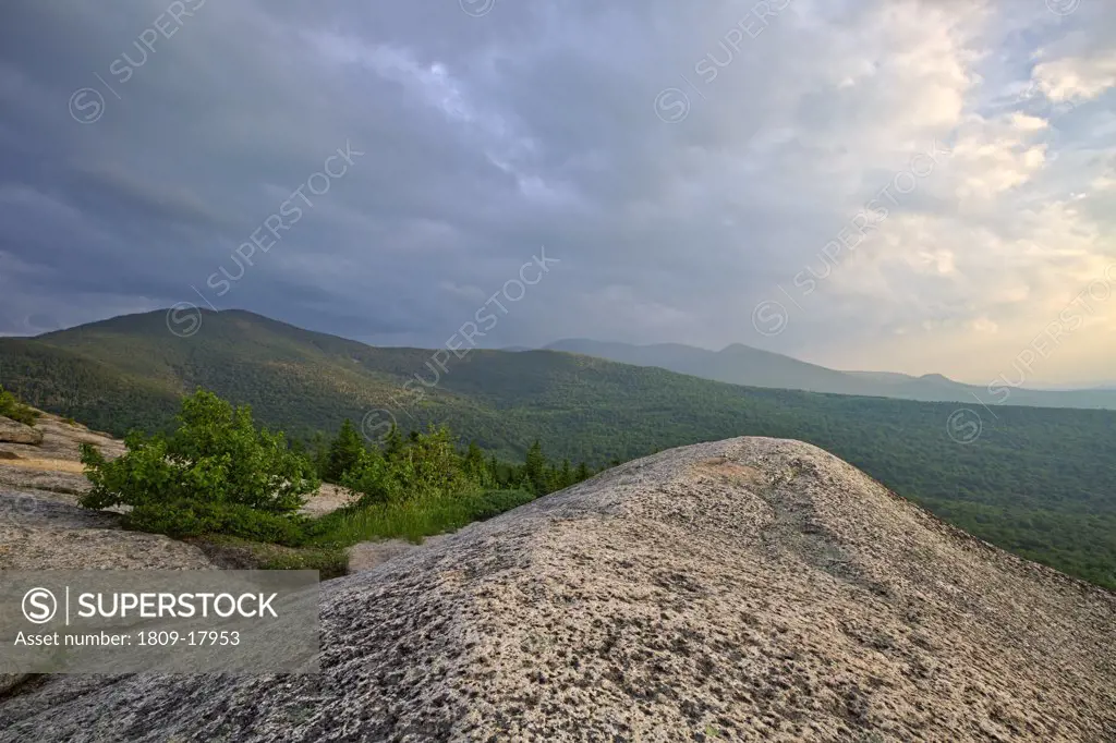 HDR image of scenic view from Middle Sugarloaf Mountain in Bethlehem, New Hampshire USA during the summer months
