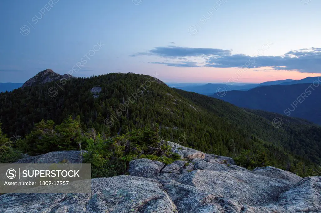 Sunset from Middle Sister Mountain in Albany, New Hampshire USA during the summer months