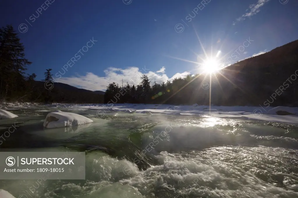 East Branch of the Pemigewasset River in Lincoln, New Hampshire USA during the winter months