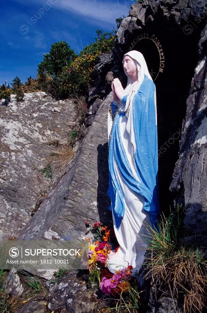 Castletownbere, County Cork, Ireland, Grotto with statue of The Virgin Mary