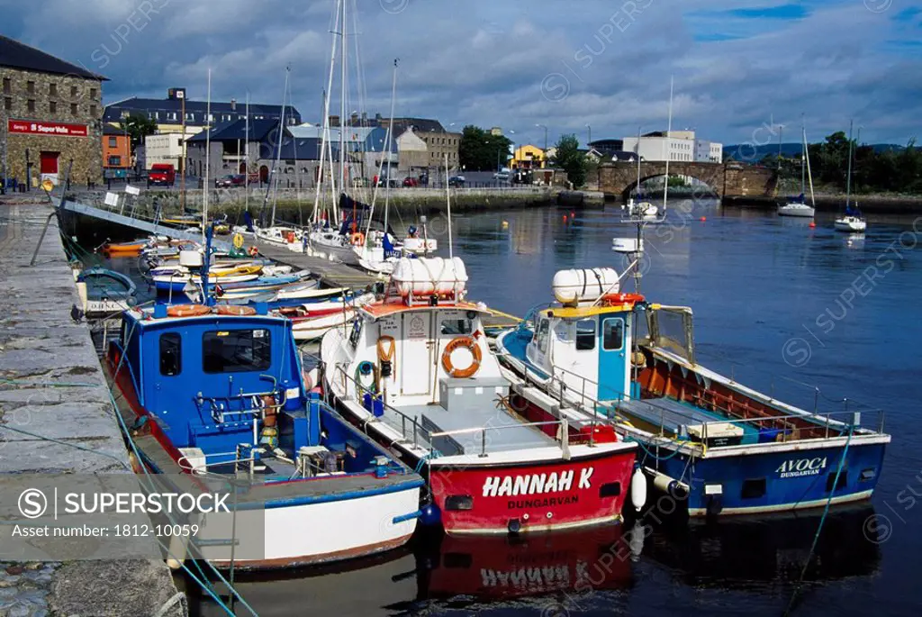 Dungarvan Pier, County Waterford, Ireland, Fishing boats in dock