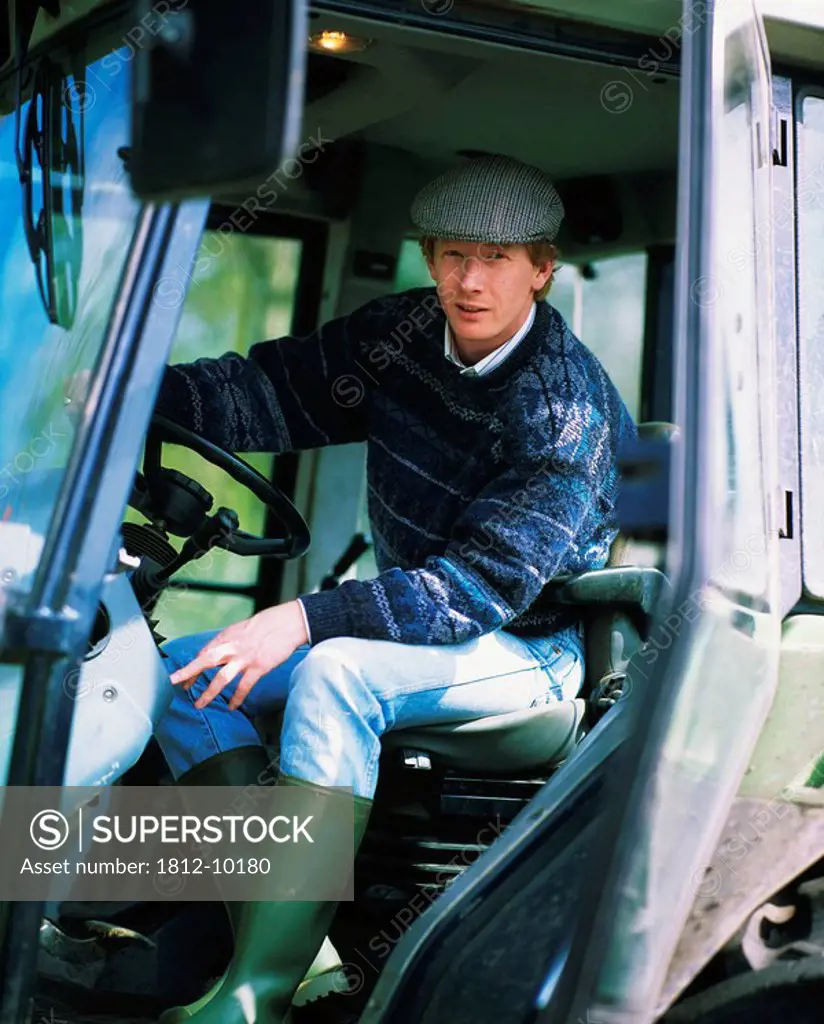 Ireland, Farmer driving his tractor