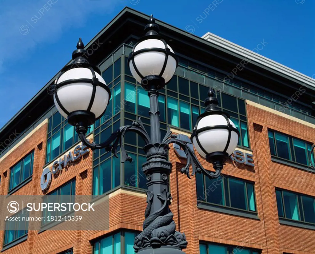 Dublin,Co Dublin,Ireland,Ornate streetlight in the International Financial Services Centre