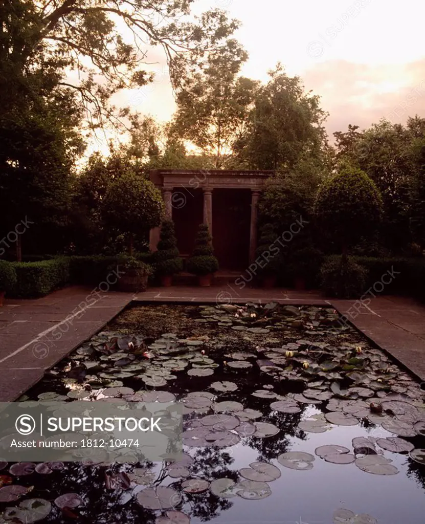 Butterstream Trim Co Meath, Roman Temple & Lily Pond, At Sunset Early Summer,