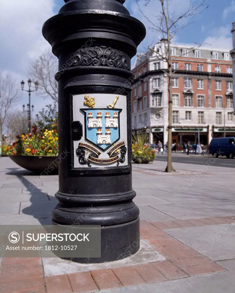 Dublin, County Dublin, Ireland, Lamp post with City Arms