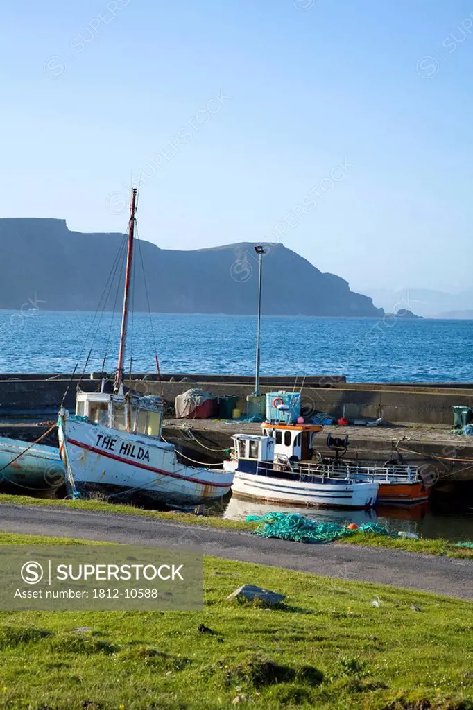 Purteen Harbour, Achill Island, Co Mayo, Ireland, Fishing boats