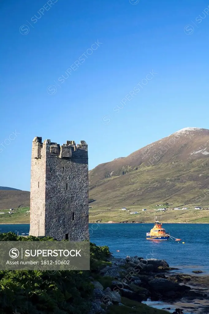 Achill Island, Co Mayo, Ireland, 15th Century Carrickkildavnet Castle used by Grace O´Malley