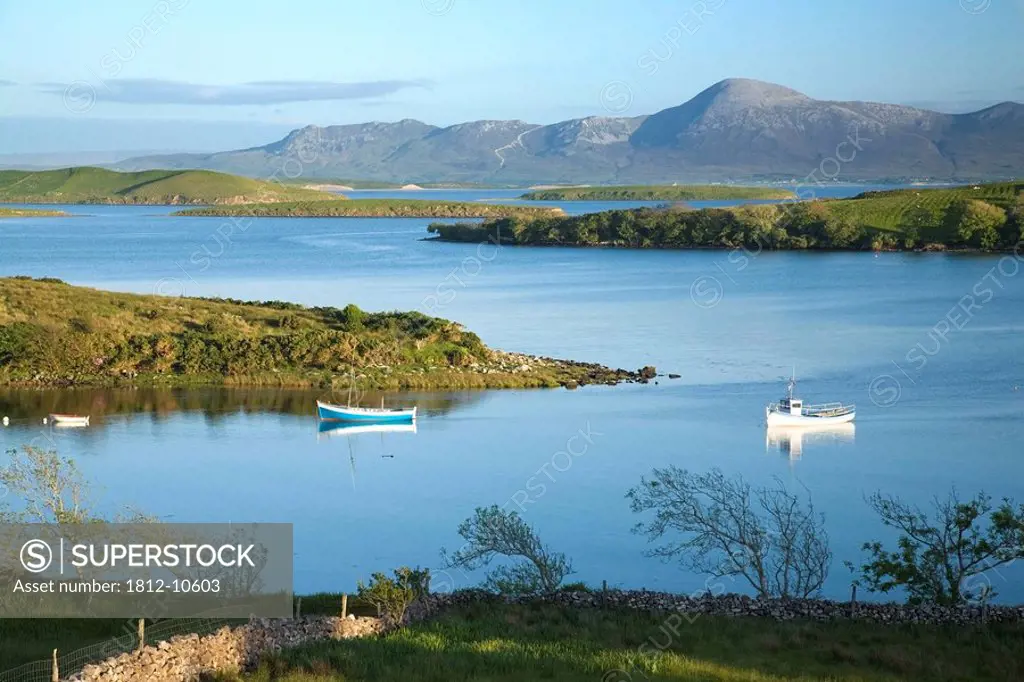 Co Mayo, Ireland, Evening view across Clew Bay to Croagh Patrick