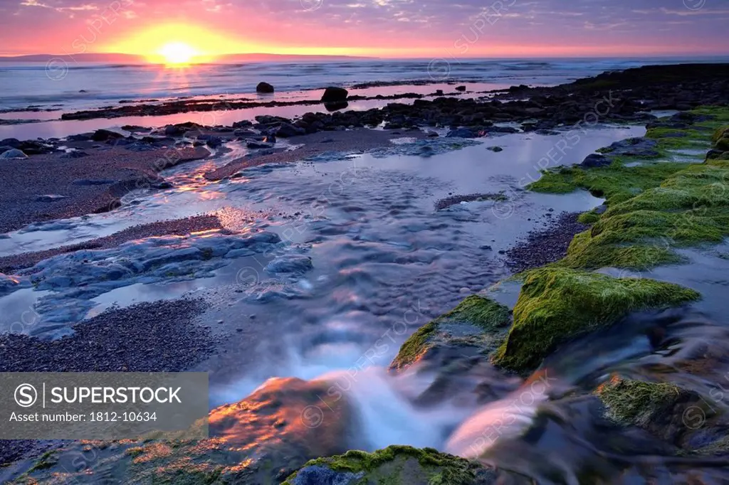 Killala Bay, Co Sligo, Ireland, Sunset over water
