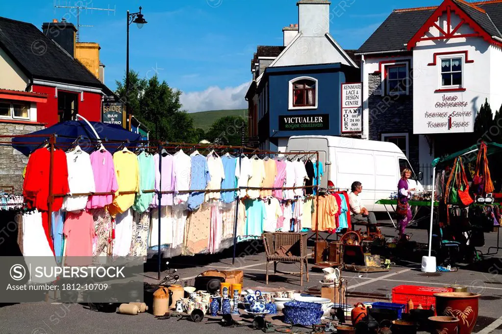 Kenmare, Co Kerry, Ireland, Man selling his goods at a market