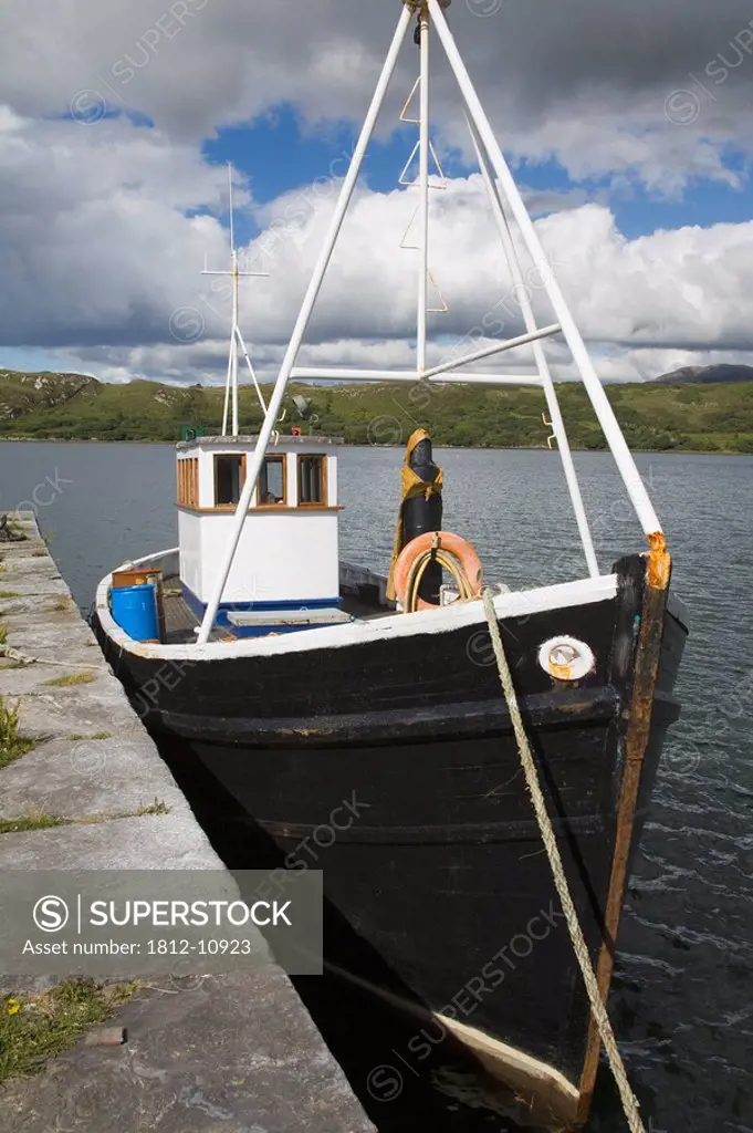 Fishing boat at pier, Letterfrack, County Galway, Ireland
