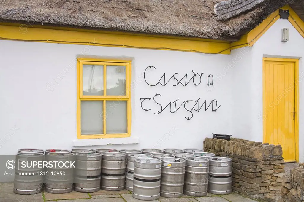 Kegs outside pub, Loughanure, County Donegal, Ireland