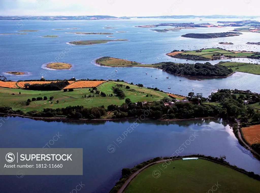 Aerial View Of Islands In The Sea, Strangford Lough, Ards Peninsula, County Down, Northern Ireland