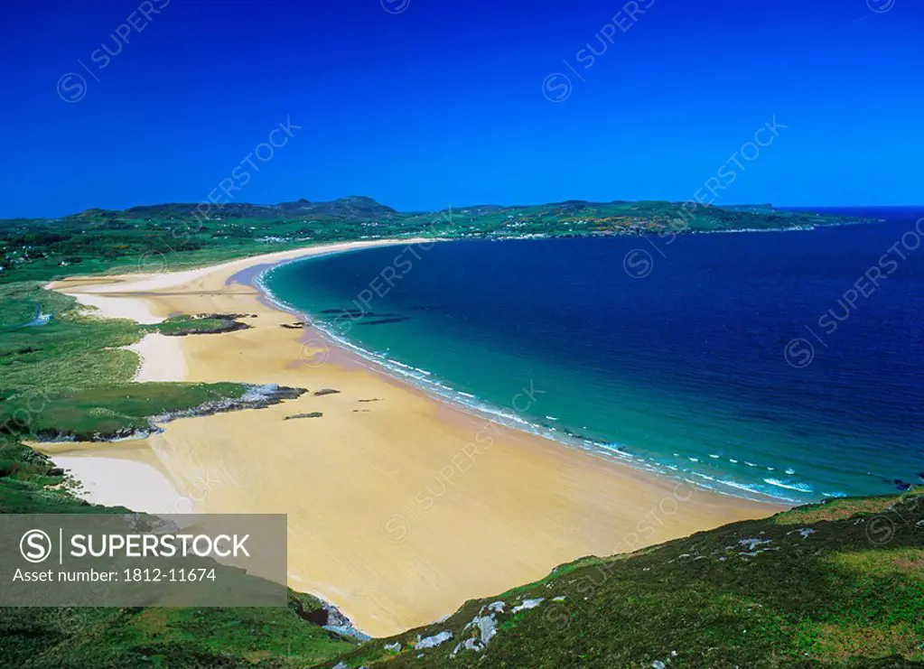 High Angle View Of A Coastline, Portsalon Beach, County Donegal, Republic Of Ireland
