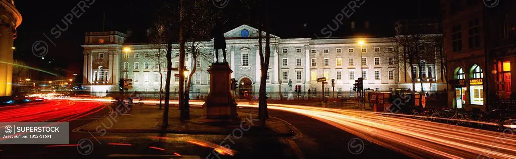 Trinity College, Dublin, County Dublin, Ireland, University Building Exterior At Night