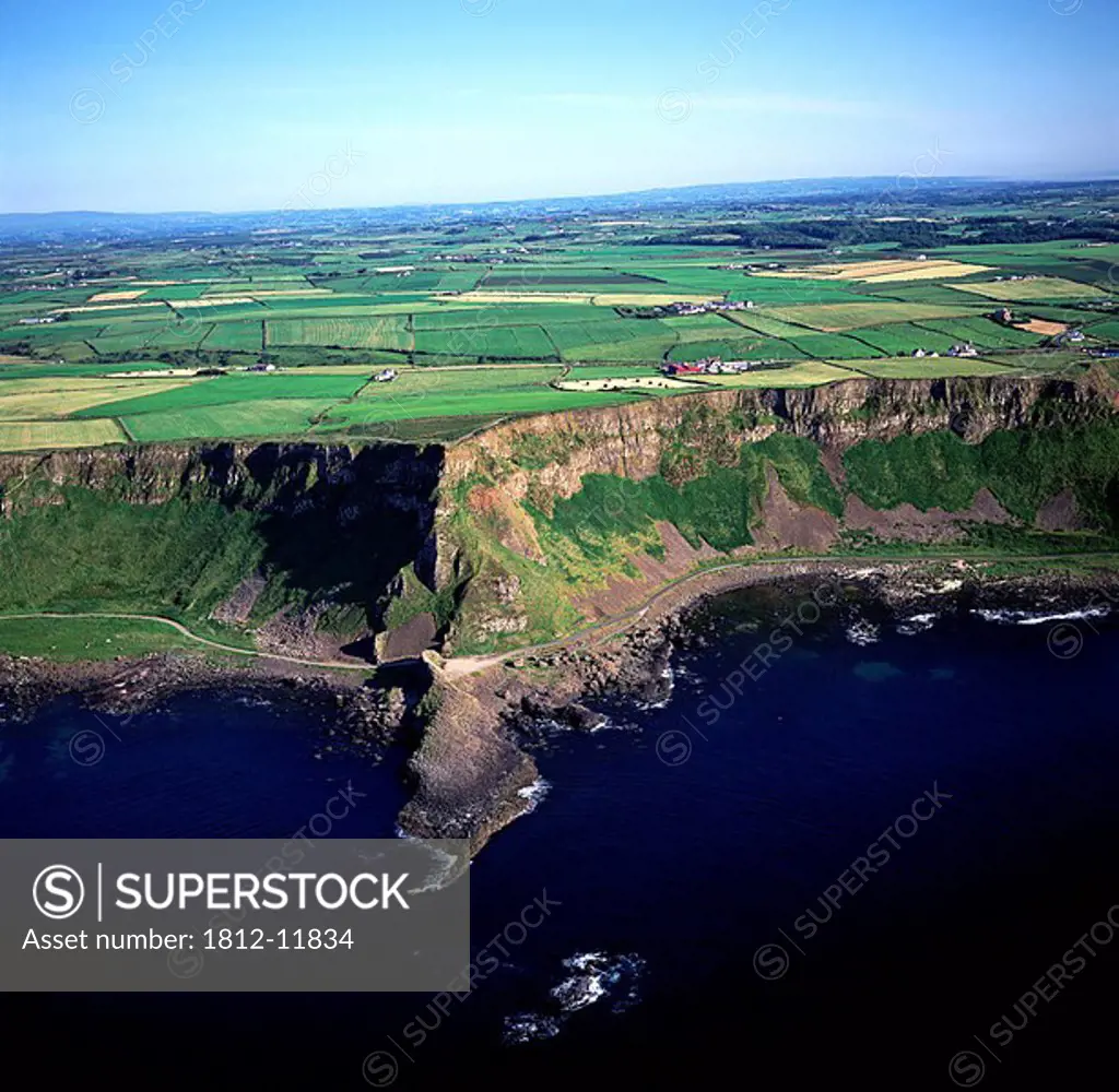 Aerial View Of Farms, Giant´s Causeway, County Antrim, Northern Ireland